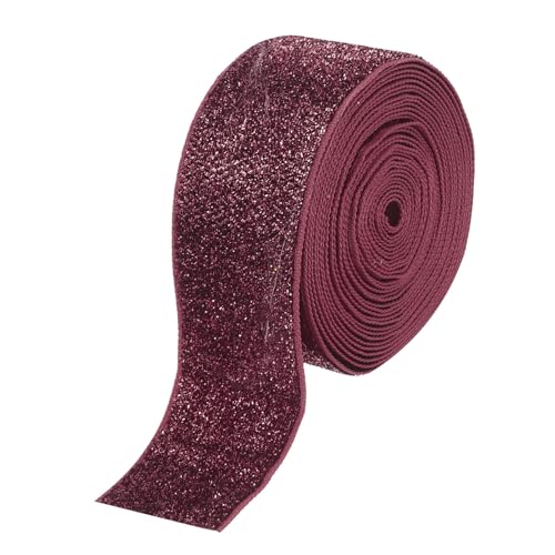 QUARKZMAN Metallischer Glitzer-Samtband 1 1/2"x 5 Yard Einseitiges Glitzerband Geschenkverpackung mit Goldpulver Weinrot QUARKZMAN Metallischer Glitzer-Samtband 1 1/2"x 5 Yard Einseitiges Glitzerband Geschenkverpackung mit Goldpulver Weinrot von QUARKZMAN