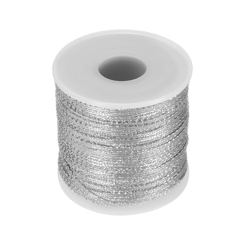 QUARKZMAN Metallisches Kordel 3mm 109 Yards Metallisches Ornamentband Langlebiger Lametta-Seil Faden für Handwerk Geschenkverpackung Hängende Tags Nähen Geschenkdekoration, Silber QUARKZMAN Metallisches Kordel 3mm 109 Yards Metallisches Ornamentband Langlebiger Lametta-Seil Faden für Handwerk Geschenkverpackung Hängende Tags Nähen Geschenkdekoration, Silber von QUARKZMAN