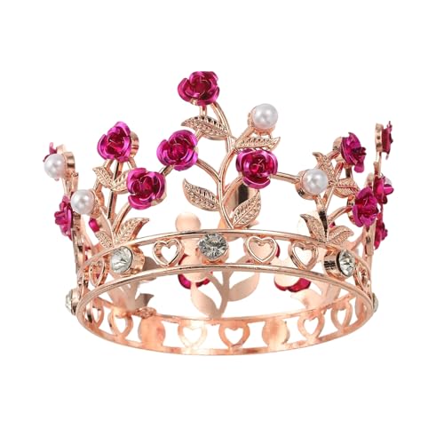 QUARKZMAN Mini-Kronenkuchenaufsätze, Legierung Königin Prinzessin Kleine Stirnreif Tiara Cupcake Herzförmig mit Perle & Rose für Geburtstagskuchendekoration, Roségold/Weiß/Rosarot QUARKZMAN Mini-Kronenkuchenaufsätze, Legierung Königin Prinzessin Kleine Stirnreif Tiara Cupcake Herzförmig mit Perle & Rose für Geburtstagskuchendekoration, Roségold/Weiß/Rosarot von QUARKZMAN