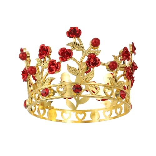QUARKZMAN Mini Kronenkuchenaufsätze, Legierung Königin Prinzessin Kleine Stirnreif Tiara Cupcake Herzförmig mit Perle & Rose für Geburtstagstorten Dekoration Hochzeitsfeier, Gold/Rot/Rot QUARKZMAN Mini Kronenkuchenaufsätze, Legierung Königin Prinzessin Kleine Stirnreif Tiara Cupcake Herzförmig mit Perle & Rose für Geburtstagstorten Dekoration Hochzeitsfeier, Gold/Rot/Rot von QUARKZMAN