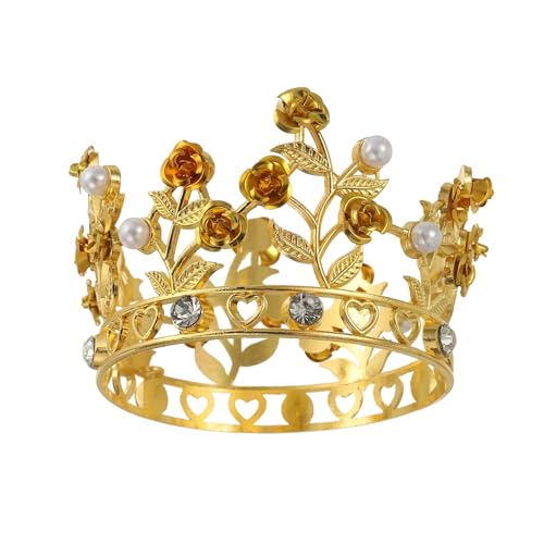 QUARKZMAN Mini Kronenkuchenaufsätze, Legierung Königin Prinzessin Kleine Stirnreif Tiara Cupcake Herzförmig mit Perle & Rose für Geburtstagstorten Dekoration Hochzeitsfeier, Gold/Weiß/Gold QUARKZMAN Mini Kronenkuchenaufsätze, Legierung Königin Prinzessin Kleine Stirnreif Tiara Cupcake Herzförmig mit Perle & Rose für Geburtstagstorten Dekoration Hochzeitsfeier, Gold/Weiß/Gold von QUARKZMAN
