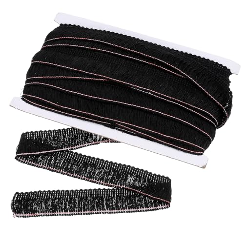 QUARKZMAN Nähen Fransenbesatz, 14 Yards 1 Zoll Quastenbesatz aus Polyester Fransen Quasten Spitzenbesatz Band für Kleidungsaccessoires DIY Nähen Handwerk Dekoration, Schwarz von QUARKZMAN