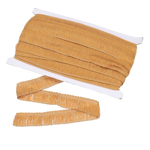 QUARKZMAN Nähen Fransenbesatz, 14 Yards 1 Zoll Quastenbesatz aus Polyester Fransen Quasten Spitzenbesatz Band für Kleidungszubehör DIY Nähen Handwerk Dekoration, Dunkelgold von QUARKZMAN