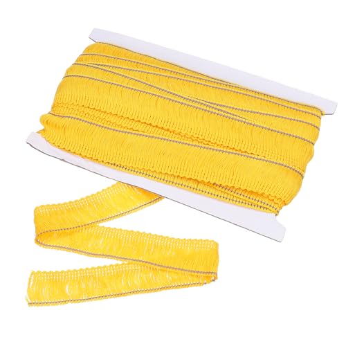 QUARKZMAN Nähen Fransenbesatz, 14 Yards 1 Zoll Quastenbesatz aus Polyester Fransen Quasten Spitzenbesatz Band für Kleidungszubehör DIY Nähen Handwerk Dekoration, Gelb von QUARKZMAN