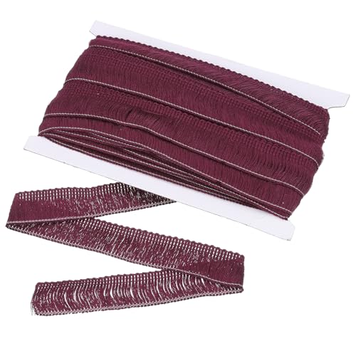 QUARKZMAN Nähen Fransenbesatz, 14 Yards 1 Zoll Quastenbesatz aus Polyester Fransen Quasten Spitzenbesatz Band für Kleidungszubehör DIY Nähen Handwerk Dekoration, Weinrot von QUARKZMAN
