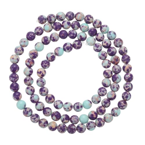 QUARKZMAN Natürliche Galaxy Sea Sediment Perlen 4mm polierte runde glatte Edelstein-Lose Perlen für die Herstellung von Armbändern (Länge 15", gemischt lila-blau, ca. 95 Stück) von QUARKZMAN