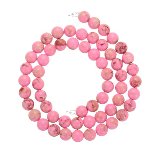 QUARKZMAN Natürliche Galaxy Sea Sediment Perlen 6mm polierte runde glatte Edelstein-Loseperlen für die Herstellung von Armbändern (Länge 15", gemischt rosa, ca. 60 Stück) von QUARKZMAN