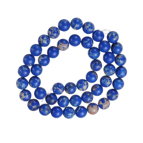 QUARKZMAN Natürliche Galaxy Sea Sediment Perlen 8mm polierte runde glatte Edelstein-Lose Perlen für Armband Schmuckherstellung (Länge 15", gemischt tiefblau, ca. 47 Stück) von QUARKZMAN