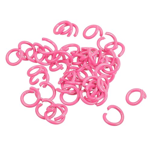 QUARKZMAN Offene Biegeringe, 10 mm, bunte O-Ring-Verbindungsstücke für die Herstellung von DIY-Schmuck, Kohlenstoffstahl, Rosa, 100 Stück von QUARKZMAN