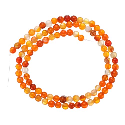 QUARKZMAN Orange Achat Perlen 4mm Natürliche Edelsteinperlen, Glatt Runde Lose Perlen für Armband Schmuckherstellung DIY (1 Strang - 37 Stück) von QUARKZMAN