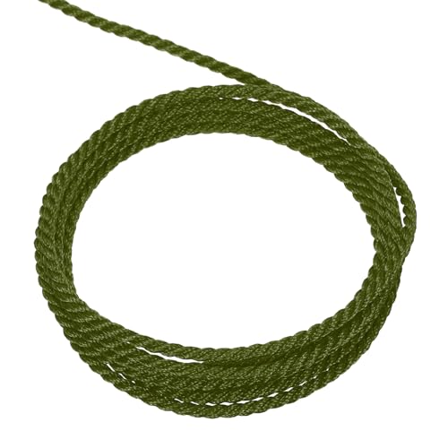 QUARKZMAN Packschnur Kordelband, 1mmX5m 3 Stränge Polypropylen Geflochtenes Seil Schnur für Handwerk Geschenktüte Vorhang Rope Weihnachtsdekoration, Kordel Armeegrün von QUARKZMAN