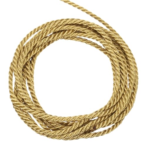 QUARKZMAN Packschnur Kordelband, 2.5mm x 10m 3 Stränge Polypropylen Geflochtenes Seil Schnur für Handwerk Geschenktüte Vorhang Rope Weihnachtsdekoration, Kordel Deep Gold von QUARKZMAN