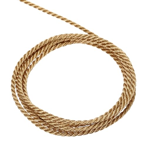 QUARKZMAN Packschnur Kordelband, 2mm x 10m 3 Stränge Polypropylen Geflochtenes Seil Schnur für Handwerk Geschenktüte Vorhang Rope Weihnachtsdekoration, Kordel Deep Gold von QUARKZMAN