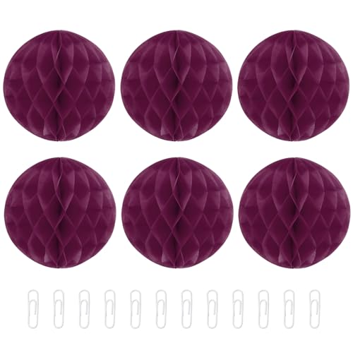 QUARKZMAN Papier-Pompons Blumenbälle 6 Zoll Papier-Tissue-Blumenbälle für Party-Blumendekoration Hochzeit Geburtstag Wohnkultur Packung mit 6, Weinrot von QUARKZMAN