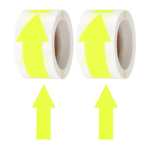 QUARKZMAN Pfeil Aufkleber Etikett 150 Stück, 2 Bände 7cm Kleber Farbe Kodierzeichen Aufkleber für Gasrichtung Inspektion, Produkte Inspektions und Wegweiser, Fluoreszierendes Gelb von QUARKZMAN