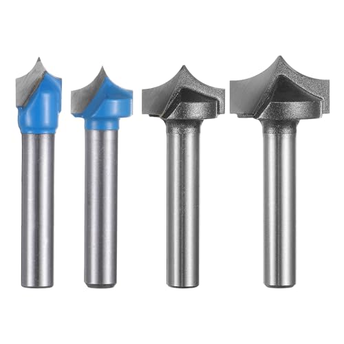 QUARKZMAN Punkt-Schneid-Rundfräser-Bit-Set 1/4" Schaft 3/8" 1/2" 5/8" 3/4" Schneiddurchmesser 2-Flöten-Rundfräser-Bit für 2D- und 3D-Schnitz- und Gravierwerkzeuge für Holzarbeiten von QUARKZMAN