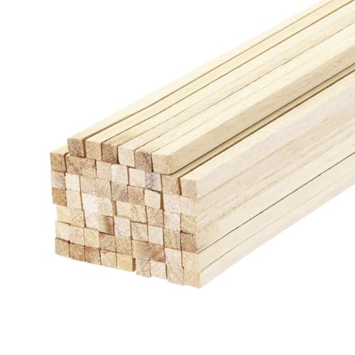 QUARKZMAN Quadratische Holzstäbe, 9,84"x0,08"x0,08" Rundstab aus unbehandeltem Hartholz für Bastelzweige, Holzstäbe für DIY-Projekte, Packung mit 20 Stück von QUARKZMAN