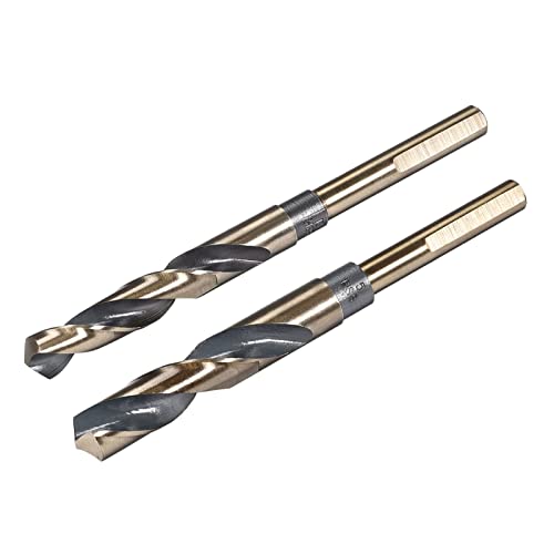 QUARKZMAN Reduziertes Schaftbohrer-Set, 13mm 15mm Titan-Nitrid-beschichteter Hochgeschwindigkeitsstahl 4341 Tri-Flach-Schaft-Bohrwerkzeug für Edelstahllegierung Kupfer, 2 Stück von QUARKZMAN
