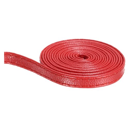 QUARKZMAN Roter Lederriemen Lederstreifen Schultertasche Lederband Doppelseitig 1/4 Zoll (6mm) Breit 5M Lang Flaches Lederband für Kleidungsgürtel, Taschengriffe, Handwerk von QUARKZMAN