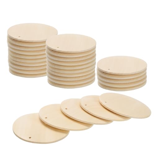 QUARKZMAN Runde Holzscheiben, 30 Stück 60mm - Unbehandelte Holzkreise mit Löchern, Holzornamente für Bastelarbeiten, DIY-Schmuckzubehör, Geburtstagstafelanhänger QUARKZMAN Runde Holzscheiben, 30 Stück 60mm - Unbehandelte Holzkreise mit Löchern, Holzornamente für Bastelarbeiten, DIY-Schmuckzubehör, Geburtstagstafelanhänger von QUARKZMAN