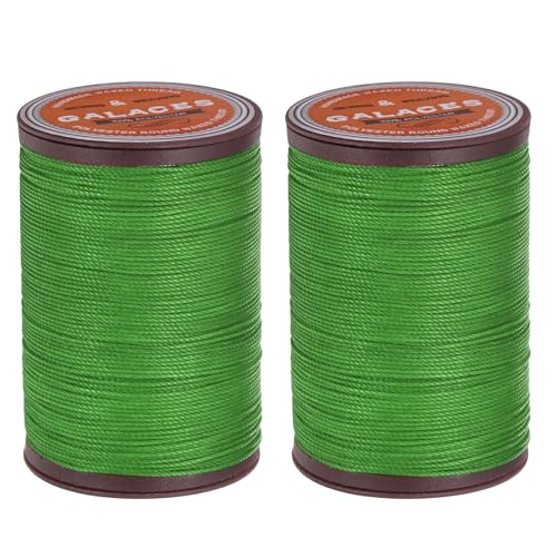 QUARKZMAN Runde Leder Nähwachs Faden, 80m / 87 Yards Polyester Wachs Schnur, 0,55mm Wachs Nähen Kordel für Lederhandwerk, Buchbinden, geflochtene Armbänder, Grün, 2 Stück von QUARKZMAN