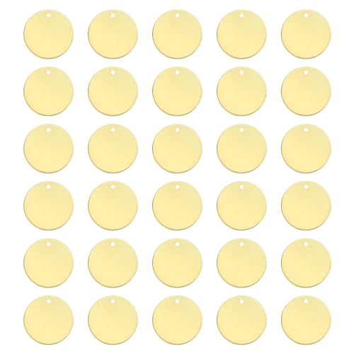QUARKZMAN Runde Messinganhänger, 200 Stück 8mm/0,3" leere Messingplättchen mit Loch für DIY-Bastelprojekte, Anhänger und Beschriftungen von QUARKZMAN