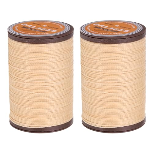 QUARKZMAN Rundes Leder-Nähgewachstes Faden, 80m / 87 Yards Polyester Wachs Schnur, 0,55mm Wachs-Nähkordel für Lederhandwerk, Buchbinden, geflochtene Armbänder, Perlenweiß, 2 Stück von QUARKZMAN
