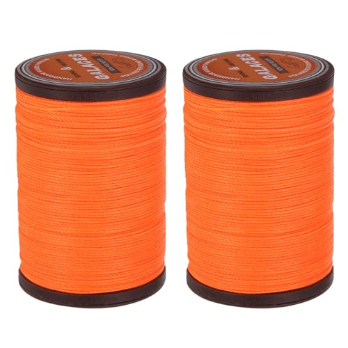 QUARKZMAN Rundes Leder-Nähwachs-Thread, 80m / 87 Yards Polyester Wachs-Schnur, 0,55mm Wachs-Nähkordel für Lederhandwerk, Buchbinden, geflochtene Armbänder, Flammenorange, 2 Stück von QUARKZMAN