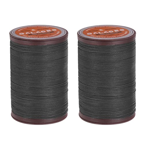 QUARKZMAN Rundes Leder-Nähwachs-Thread, 80m / 87 Yards Polyester Wachs-Schnur, 0,55mm Wachs-Nähkordel für Lederhandwerk, Buchbinden, geflochtene Armbänder, Mitternachtsblau, 2 Stück von QUARKZMAN