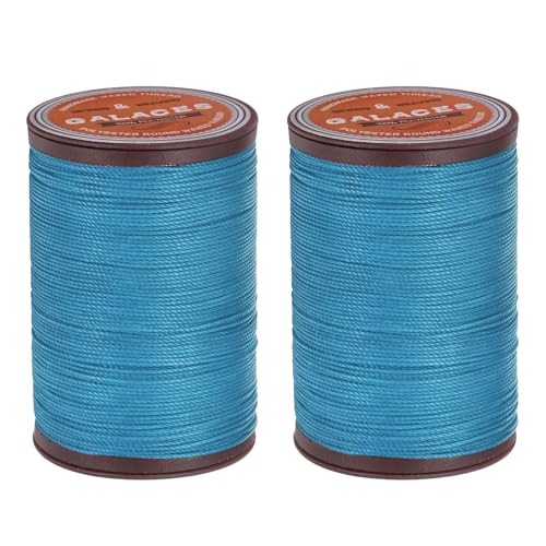 QUARKZMAN Rundes Leder-Nähwachs-Thread, 80m / 87 Yards Polyester Wachs-Schnur, 0,55mm Wachs-Nähkordel für Lederhandwerk, Buchbinden, geflochtene Armbänder, Pfauenblau, 2 Stück von QUARKZMAN