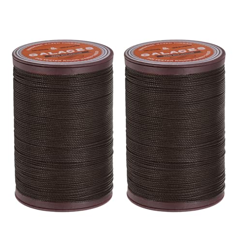 QUARKZMAN Rundes Leder-Nähwachs-Thread, 80m / 87 Yards Polyester Wachs-Schnur, 0,55mm Wachs-Nähkordel für Lederhandwerk, Buchbinden, geflochtene Armbänder, Zinngrau, 2 Stück von QUARKZMAN