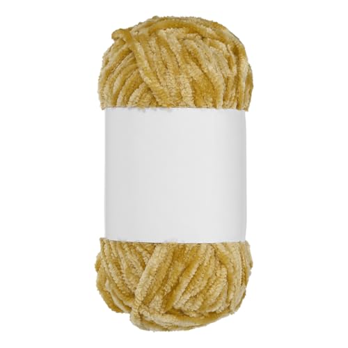 QUARKZMAN Samt Chenille Garn Dickes Flauschiges Klobiges Garn zum Häkeln Weiche Chenille Decke zum Handstricken Häkeln (Dunkelgelb, 87,5 Yards/80m) von QUARKZMAN