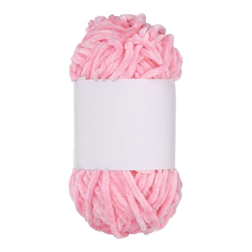 QUARKZMAN Samt Chenille Garn Dickes Flauschiges Klobiges Garn zum Häkeln Weiche Chenille Decke zum Handstricken Häkeln (Pink, 87,5 Yards/80m) von QUARKZMAN