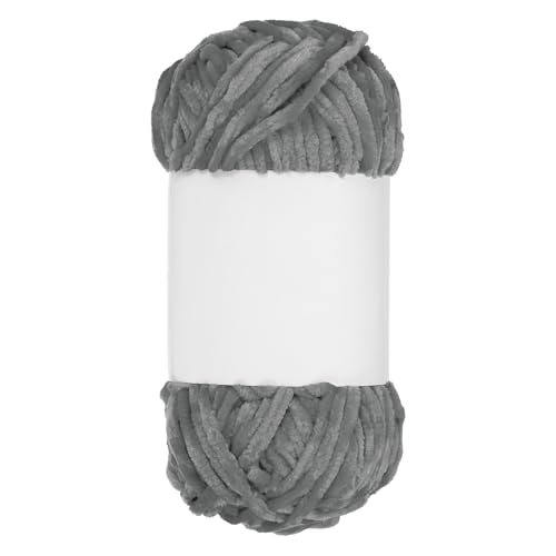 QUARKZMAN Samt Chenille Garn Dickes Flauschiges Klobiges Garn zum Häkeln Weiche Chenille Decke zum Handstricken Häkeln (Schwarz grau, 87,5 Yards/80m) von QUARKZMAN