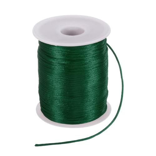 QUARKZMAN Satin Nylon Cord String 2mm 330 Feet Seidig Glattes Armbandseil für Makramee Kumihimo Chinesische Knoten Halsketten Perlen Schmuckherstellung, Dunkelgrün von QUARKZMAN