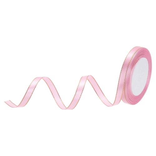 QUARKZMAN Satinband Geschenkband 22.8 m, 10mm Brei Dekoration Geschenkband mit goldenem Rand, Schleifenband Satin für Hochzeit, Bastelarbeiten und Geschenkverpackung, Rosa QUARKZMAN Satinband Geschenkband 22.8 m, 10mm Brei Dekoration Geschenkband mit goldenem Rand, Schleifenband Satin für Hochzeit, Bastelarbeiten und Geschenkverpackung, Rosa von QUARKZMAN