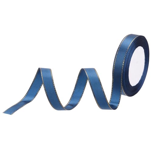 QUARKZMAN Satinband Geschenkband Dunkelblau 15mm Brei mit goldenem Rand, 22m Dekoration Geschenkband, Schleifenband Satin für Hochzeit, Bastelarbeiten und Geschenkverpackung QUARKZMAN Satinband Geschenkband Dunkelblau 15mm Brei mit goldenem Rand, 22m Dekoration Geschenkband, Schleifenband Satin für Hochzeit, Bastelarbeiten und Geschenkverpackung von QUARKZMAN