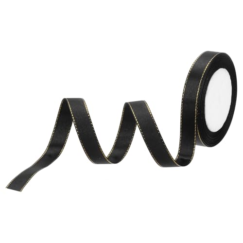 QUARKZMAN Satinband Geschenkband Schwarz 15mm Brei mit goldenem Rand, 22m Dekoration Geschenkband, Schleifenband Satin für Hochzeit, Bastelarbeiten und Geschenkverpackung QUARKZMAN Satinband Geschenkband Schwarz 15mm Brei mit goldenem Rand, 22m Dekoration Geschenkband, Schleifenband Satin für Hochzeit, Bastelarbeiten und Geschenkverpackung von QUARKZMAN