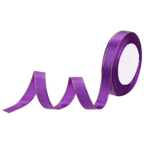 QUARKZMAN Satinband Geschenkband Violett 15mm Brei mit goldenem Rand, 22m Dekoration Geschenkband, Schleifenband Satin für Hochzeit, Bastelarbeiten und Geschenkverpackung QUARKZMAN Satinband Geschenkband Violett 15mm Brei mit goldenem Rand, 22m Dekoration Geschenkband, Schleifenband Satin für Hochzeit, Bastelarbeiten und Geschenkverpackung von QUARKZMAN