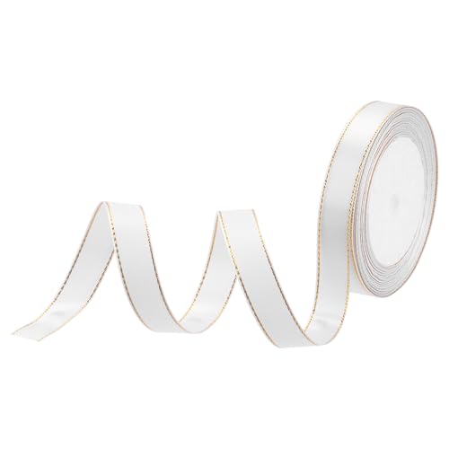 QUARKZMAN Satinband Geschenkband Weiß 15mm Brei mit goldenem Rand, 22m Dekoration Geschenkband, Schleifenband Satin für Hochzeit, Bastelarbeiten und Geschenkverpackung QUARKZMAN Satinband Geschenkband Weiß 15mm Brei mit goldenem Rand, 22m Dekoration Geschenkband, Schleifenband Satin für Hochzeit, Bastelarbeiten und Geschenkverpackung von QUARKZMAN