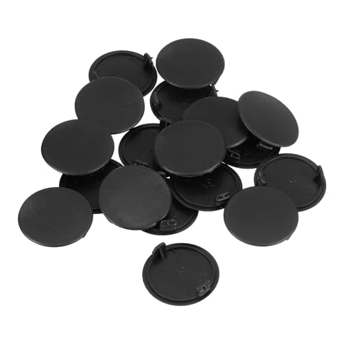 QUARKZMAN Scharniere Lochabdeckungen, 28 Stück 35mm(1-3/8") ID - Kunststoff Scharnier Lochabdeckung Rund Flush Typ Stecker Kappe für Möbel Schrank Schrank (Schwarz) von QUARKZMAN