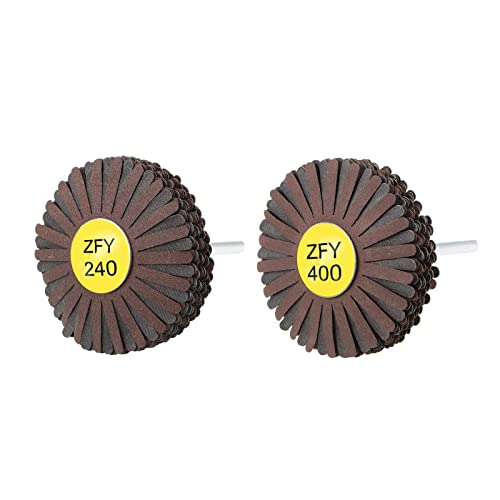 QUARKZMAN Schleifgewebe-Lamellenradschleifstern-Set mit 1/4-Zoll-Schaft 240 Körnung & 400 Körnung für Holzschnitzerei Wurzelschnitzerei Möbelpolitur von QUARKZMAN