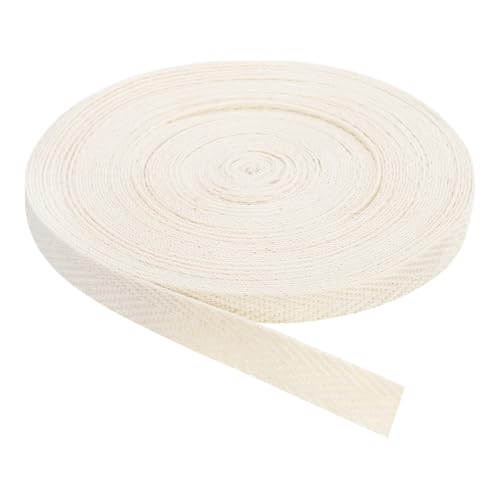 QUARKZMAN Schrägband, 1 Stück 11 Yard x 10mm - Baumwollstoffband, Rolle Schrägband für Kleidung, Accessoires, Taschen (Beige Weiß) von QUARKZMAN