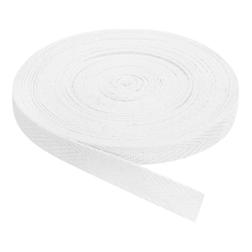 QUARKZMAN Schrägband, 1 Stück 11 Yard x 12mm - Baumwollstoffband, Rolle Schrägband für Kleidung, Accessoires, Taschen (Weiß) von QUARKZMAN