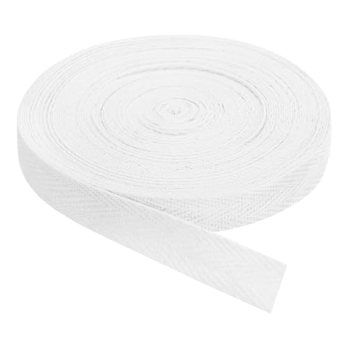 QUARKZMAN Schrägband, 1 Stück 11 Yard x 15mm - Baumwollstoffband, Rolle Schrägband für Kleidung, Accessoires, Taschen (Weiß) von QUARKZMAN