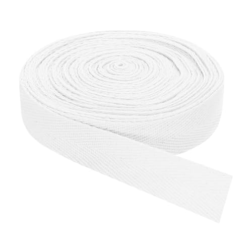 QUARKZMAN Schrägband, 1 Stück 11 Yard x 25mm - Baumwollstoffband, Rolle Schrägband für Kleidung, Accessoires, Taschen (Weiß) von QUARKZMAN
