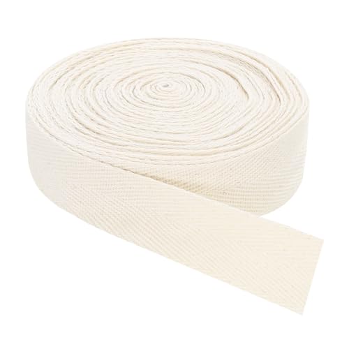 QUARKZMAN Schrägband, 1 Stück 11 Yard x 30mm - Baumwollstoffband, Rolle Schrägband für Kleidung, Accessoires, Taschen (Beige Weiß) von QUARKZMAN