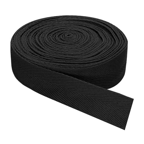 QUARKZMAN Schrägband, 1 Stück 11 Yard x 30mm - Baumwollstoffband, Rolle Schrägband für Kleidung, Accessoires, Taschen (Schwarz) von QUARKZMAN