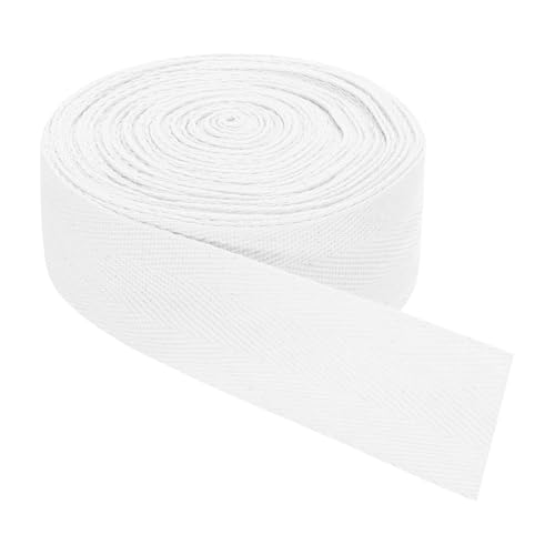 QUARKZMAN Schrägband, 1 Stück 11 Yard x 40mm - Baumwollstoffband, Rolle Schrägband für Kleidung, Accessoires, Taschen (Weiß) von QUARKZMAN