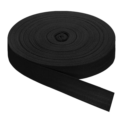 QUARKZMAN Schrägband, 1 Stück 45 Yard x 30mm - Baumwollstoffband, Rolle Schrägband für Kleidung, Accessoires, Taschen (Schwarz) von QUARKZMAN